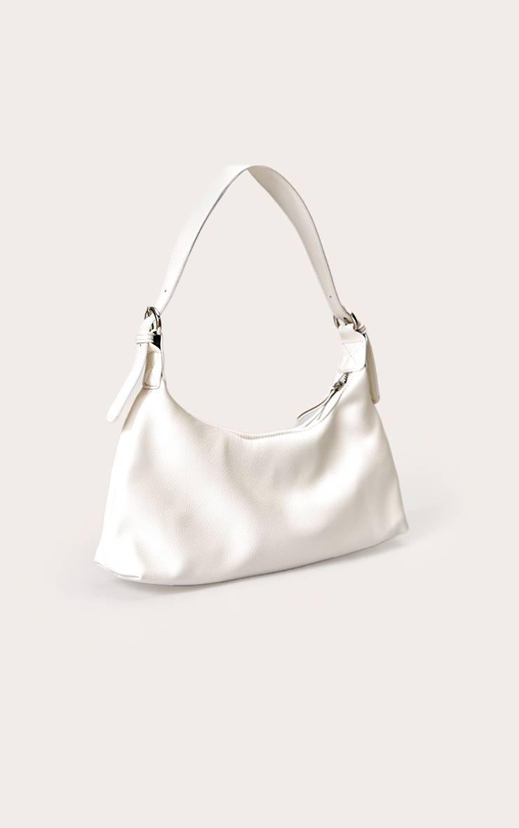 Blanc Cassé Sac À Bandoulière Incurvé Allongé En Synthétiquecuir