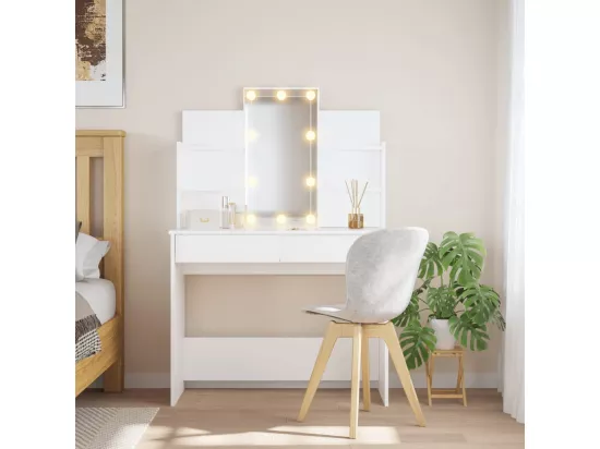 Coiffeuse avec lumières LED blanc 96x40x142 cm