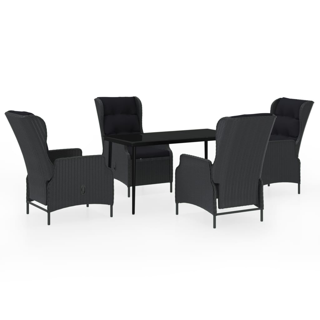 Ensemble de salle à manger de jardin meuble extérieur 5 pièces gris foncé