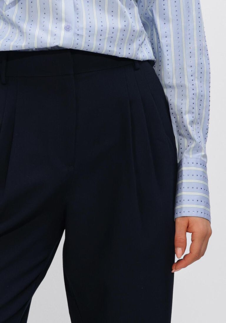 donkerblauwe co'couture pantalon vola pleated long pant
