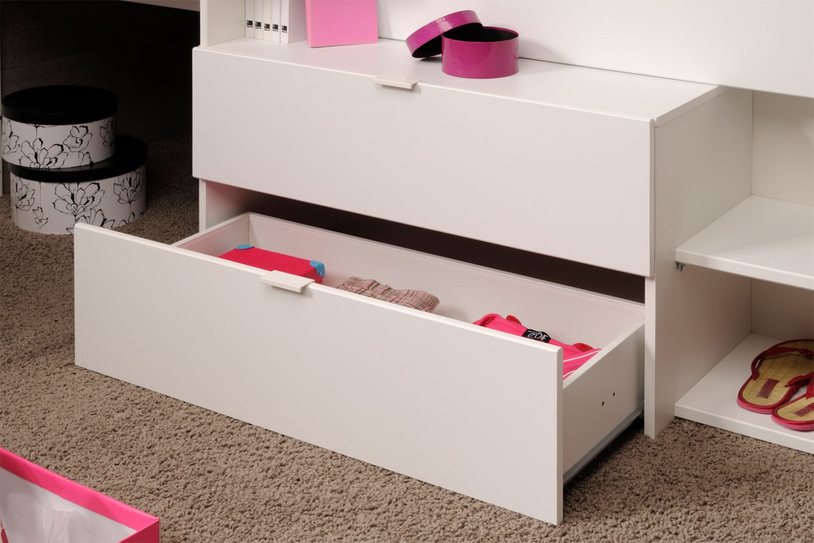 Parisot Halbhohes Hochbett Milky 1 weiß / grau
