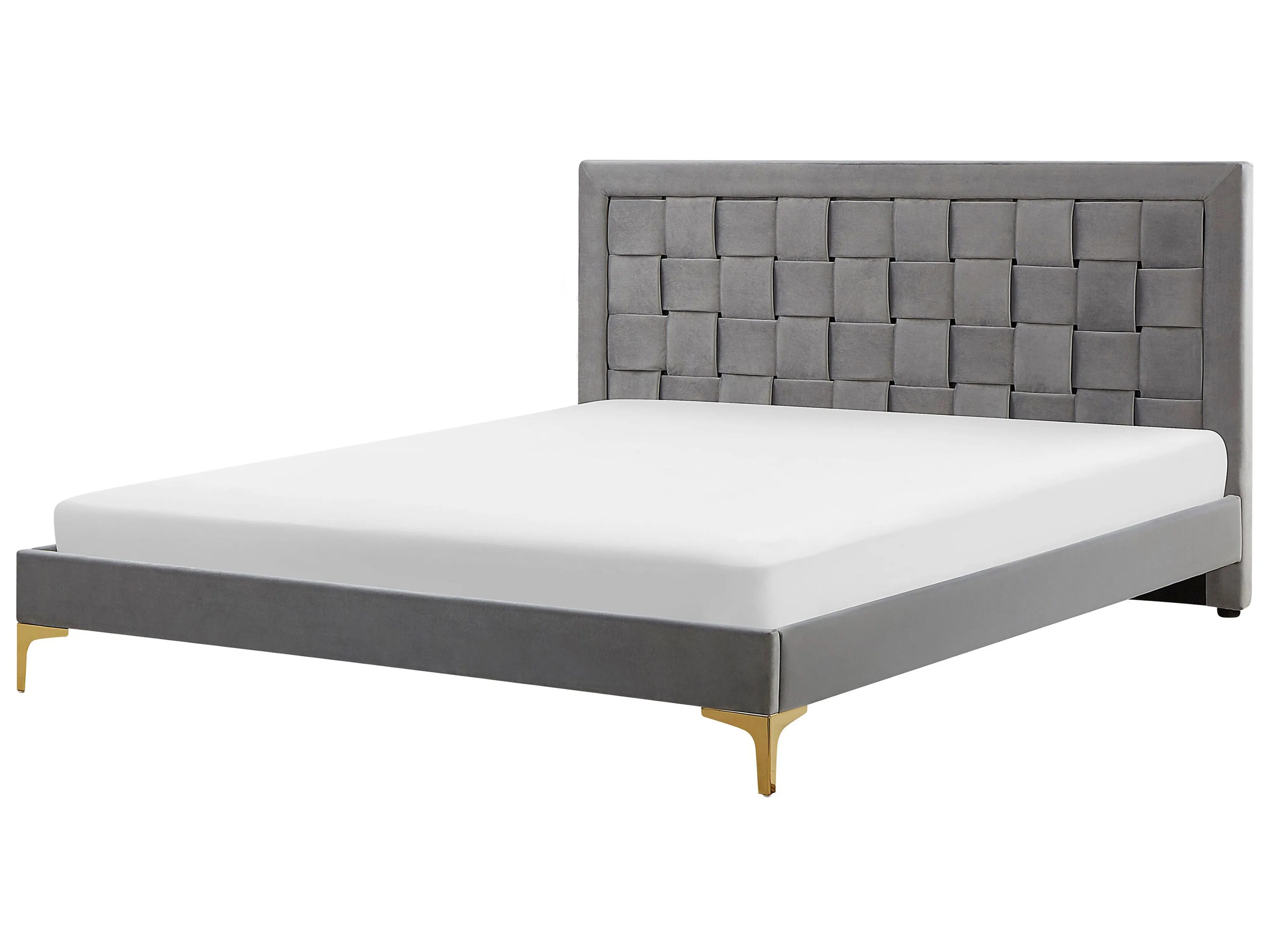 Bed Fluweel LIMOUX 180 x 200 cm Grijs
