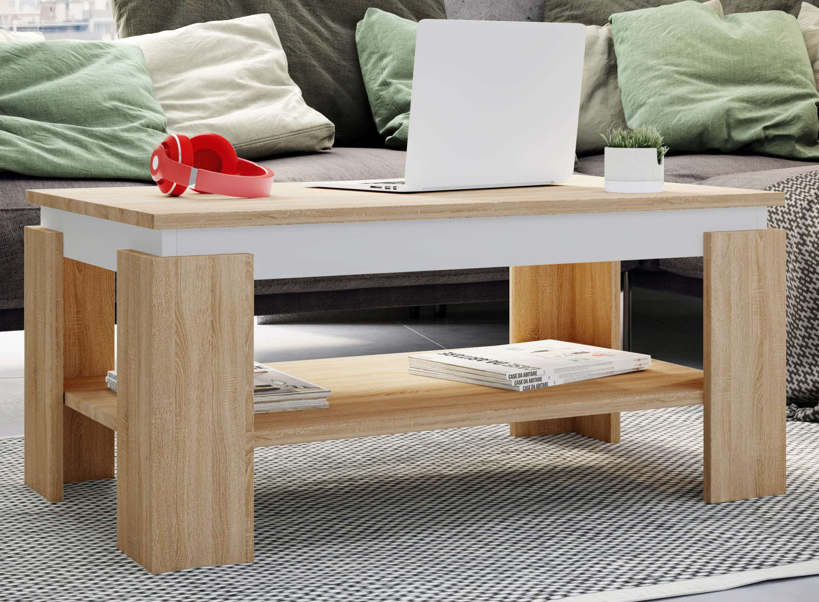 Couchtisch ROLAS - Sonoma Eiche-weiß - 90 cm