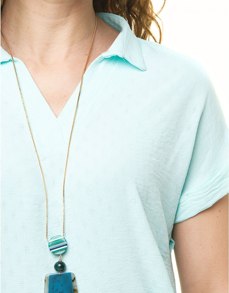 Blouse polo vert menthe