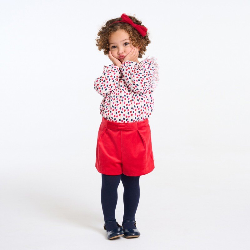 Short velours rouge bébé fille Rouge