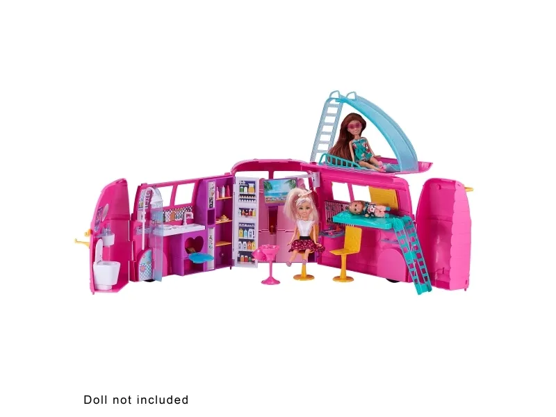 ZURU Sparkle Girlz Retro Campervan, Pige, Lyserød, Ikke til børn under 36 måneder, Små dele. Kvælningsfare, Vinduesboks, 1 stk, 1x Fully Opening Campervan with Rotating Wheels, 1x Shower, 2x shelves, 1x toilet, 2x Lotion...