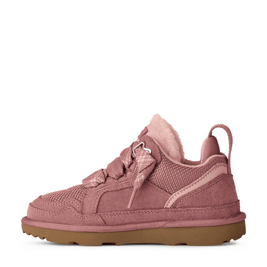 UGG K Lowmelgevoerde suède veterschoenen roze