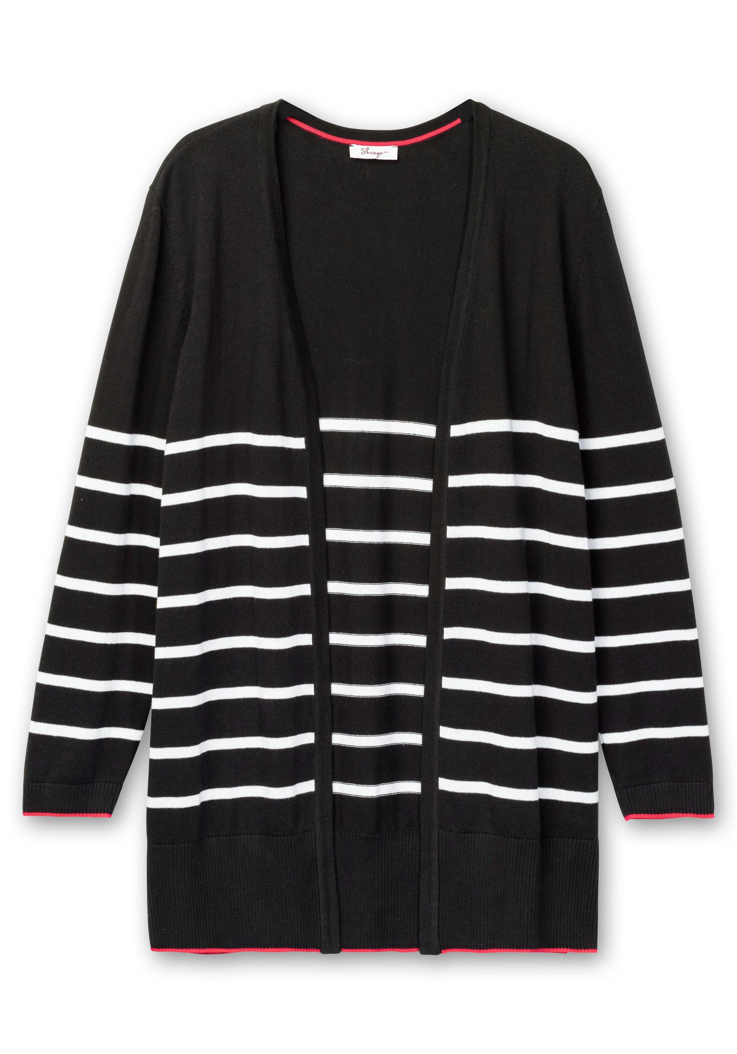 Strickjacke mit Streifen und V-Ausschnitt