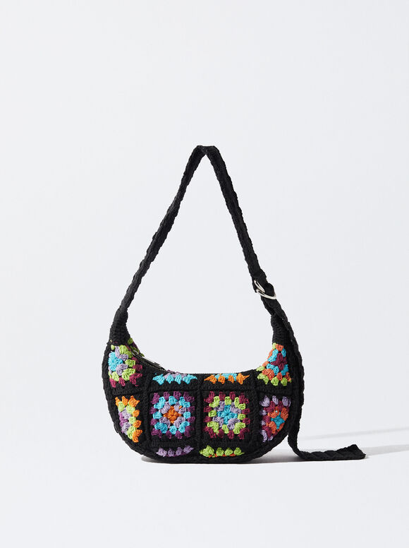 Bolsa de ombro de crochê - Preta
