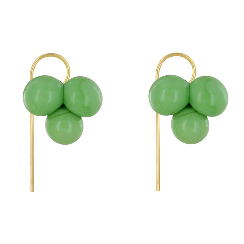 Boucles d'Oreilles Crochet Laiton et Bouquet de Perles de Verre