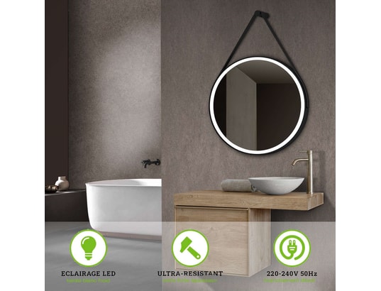 CRISTALED - Miroir de salle de bains lumineux éclairage intégré led rétr...