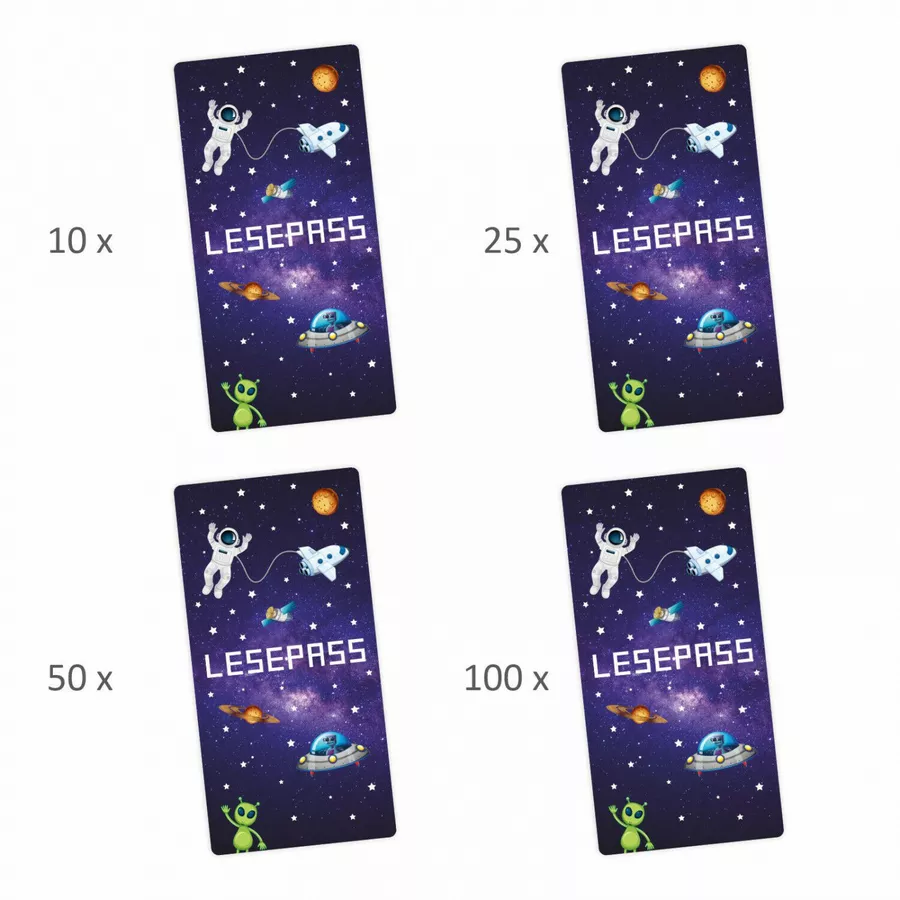 Nikima Lesepass Weltall Lesezeichen zum lesen üben Grundschule 10-100 Stück 100 Stück