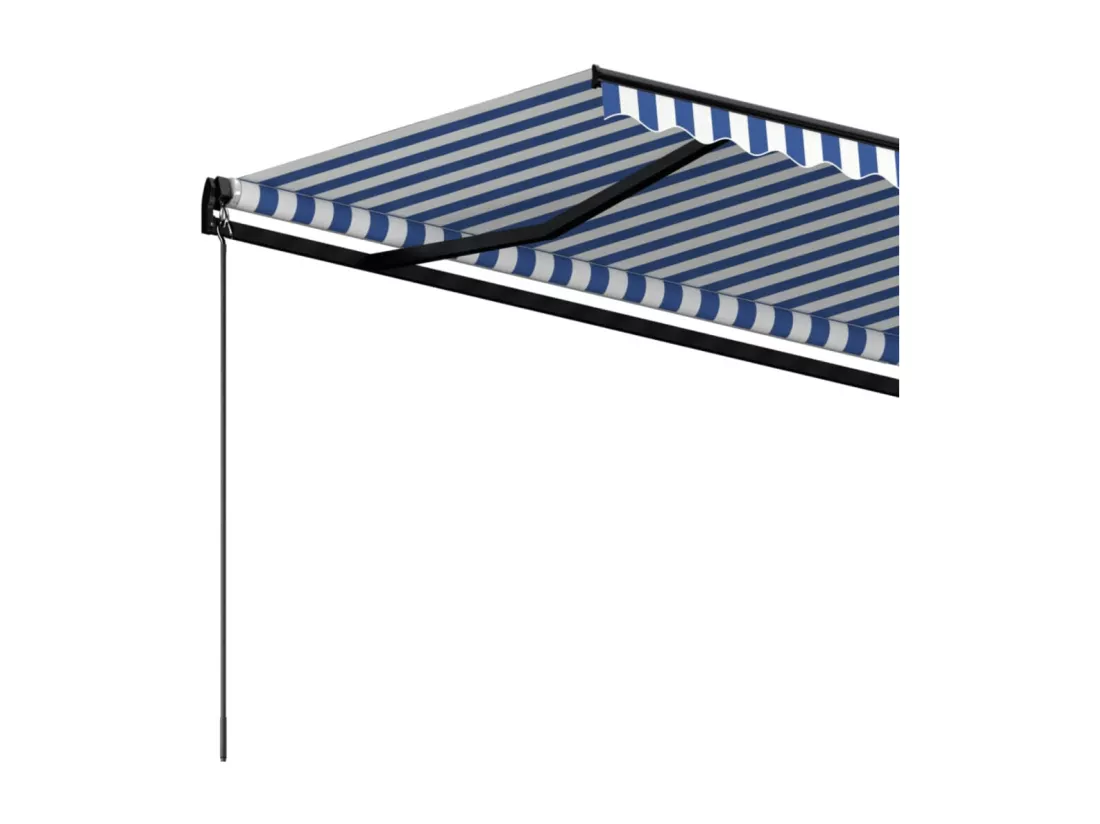 Auvent manuel rétractable 500x350 cm Bleu et blanc