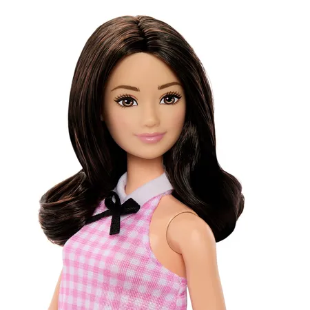 Barbie Fashionista Puppe mit schwarzen Haaren, rosa Gingham-Kleid