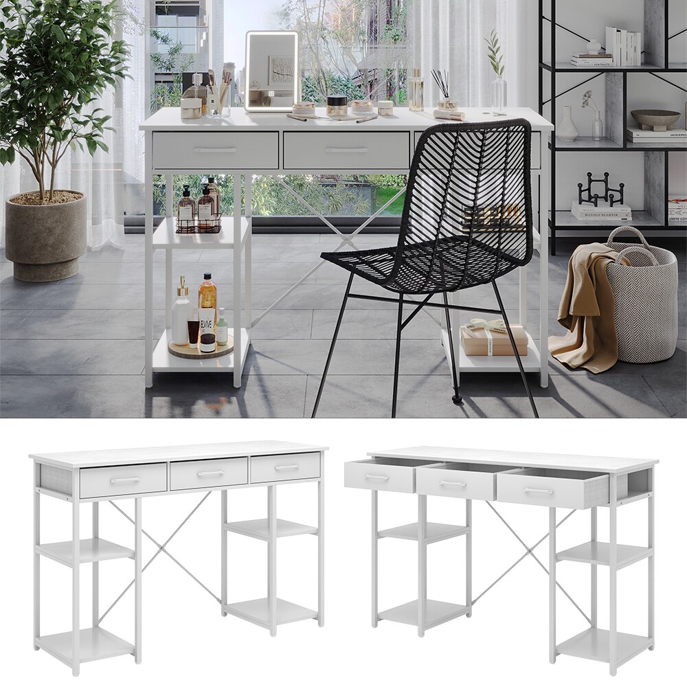 Vicco Schminktisch Chino Weiß 120 cm mit 3 Schubladen