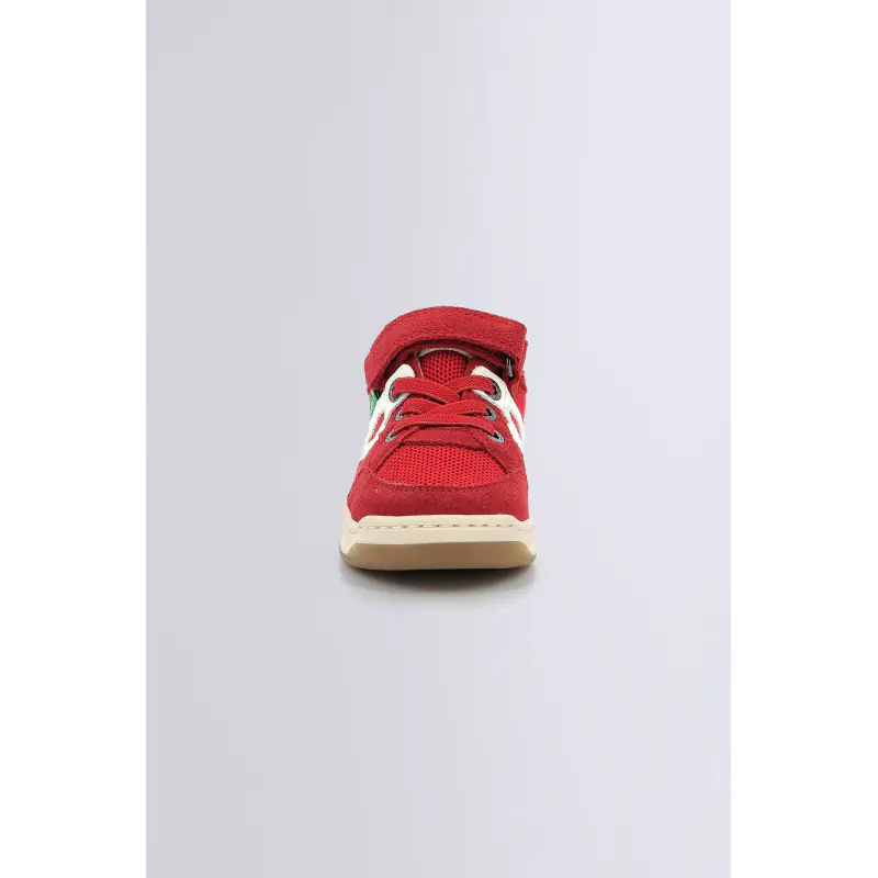 KIKOUAK ROUGE BLANC BASKETS BASSES Cuir Garçon