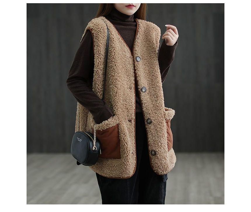 ZIMO - V-hals fleece vest met knoopjes