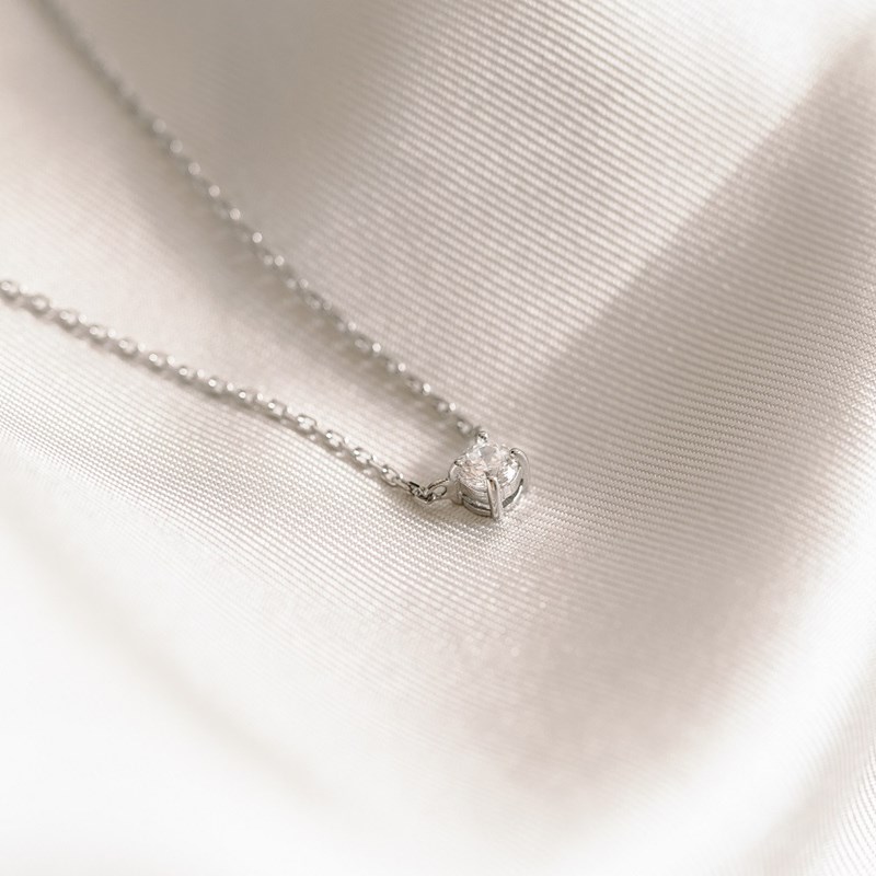 Collier Fin Argent Mode Tendance Pendentif Zirconium