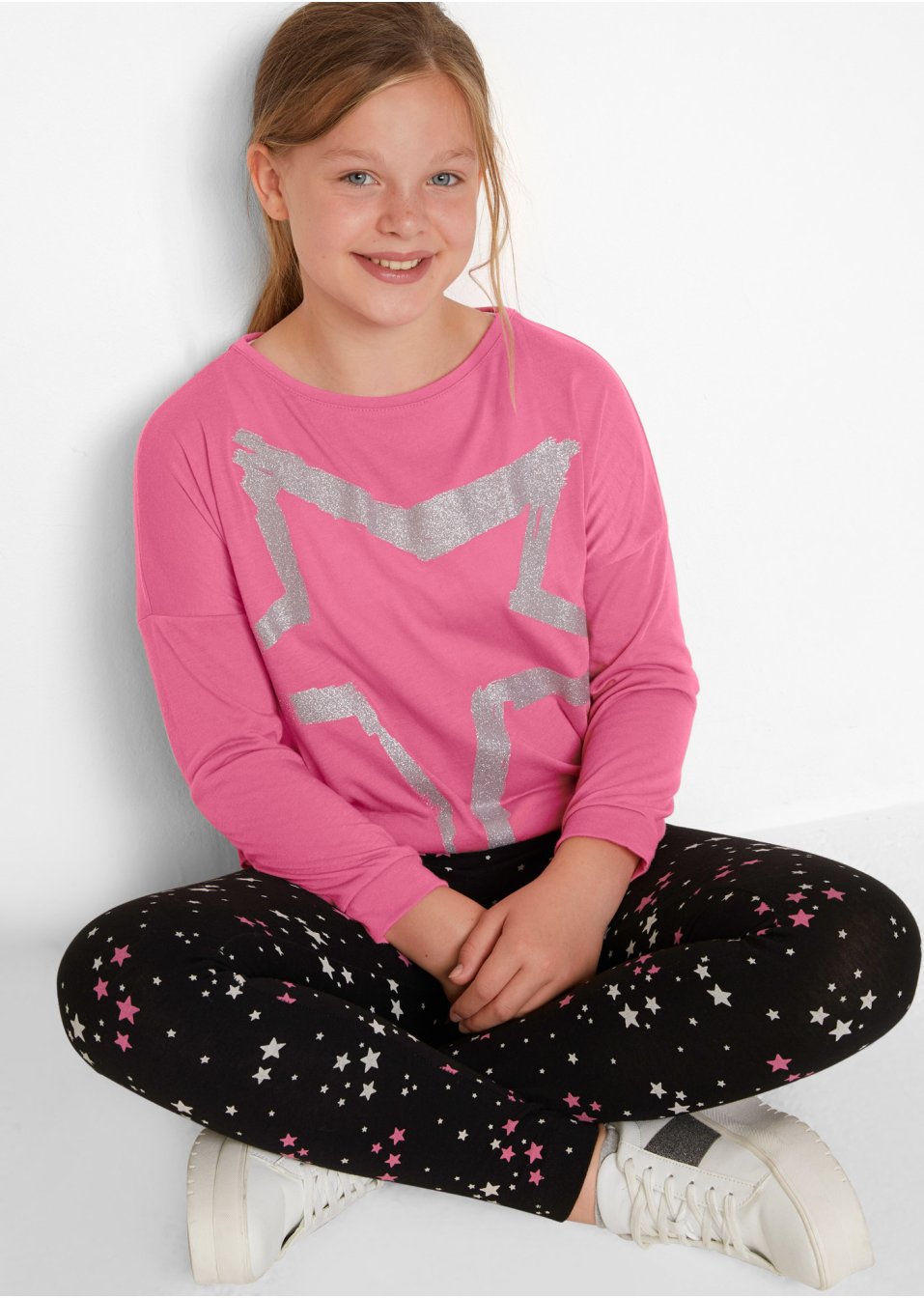 T-shirt long fille + legging (Ens. 2 pces.)