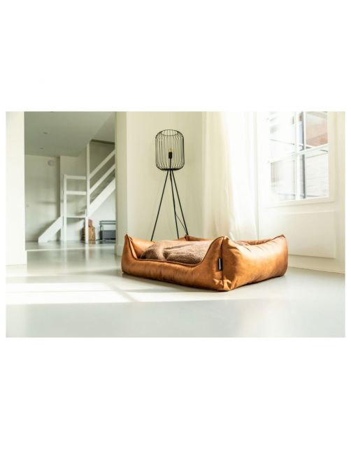 Maxxnobel Orthopedische Sofa Lederlook\/Teddy Cognac - Hondenbank