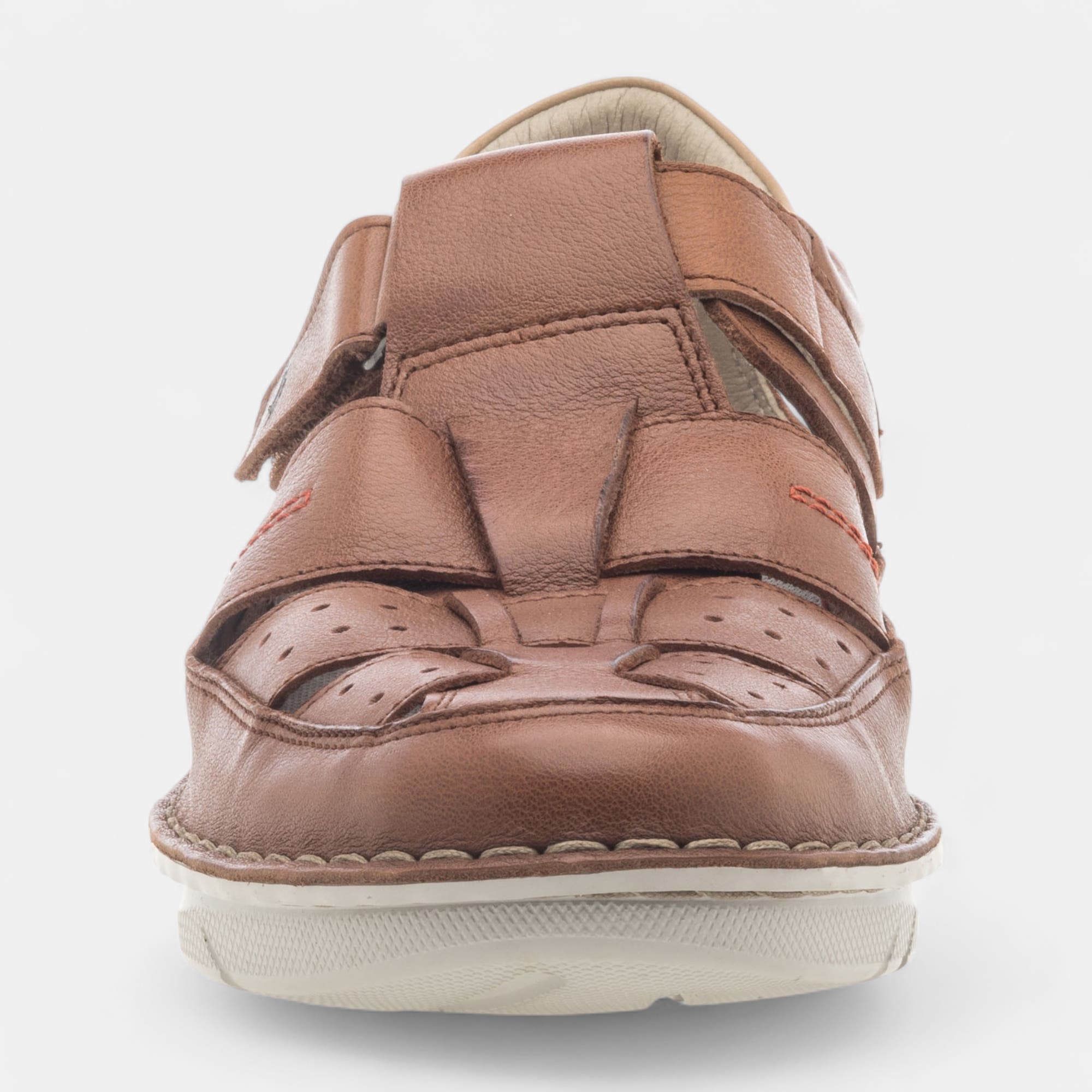 Nu-pieds confort Homme en cuir cognac