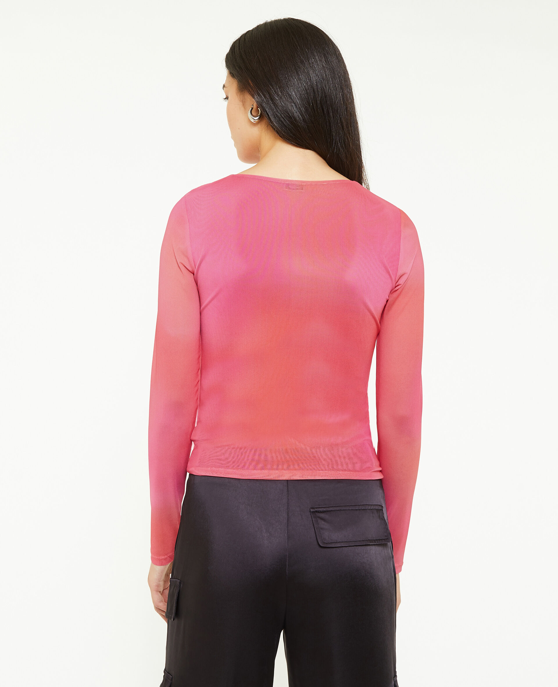 Top en tulle avec fronces - Rose fuchsia