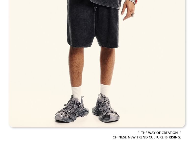 Baethreads - Unisex gewassen shorts met gebogen zoom in 5 kleuren