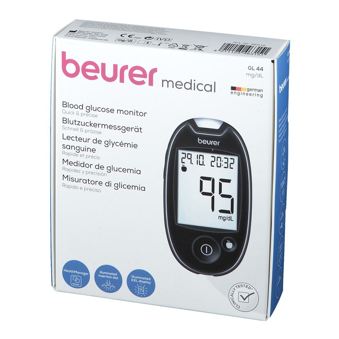 beurer Blutzucker Messgerät GL44 mg/dl