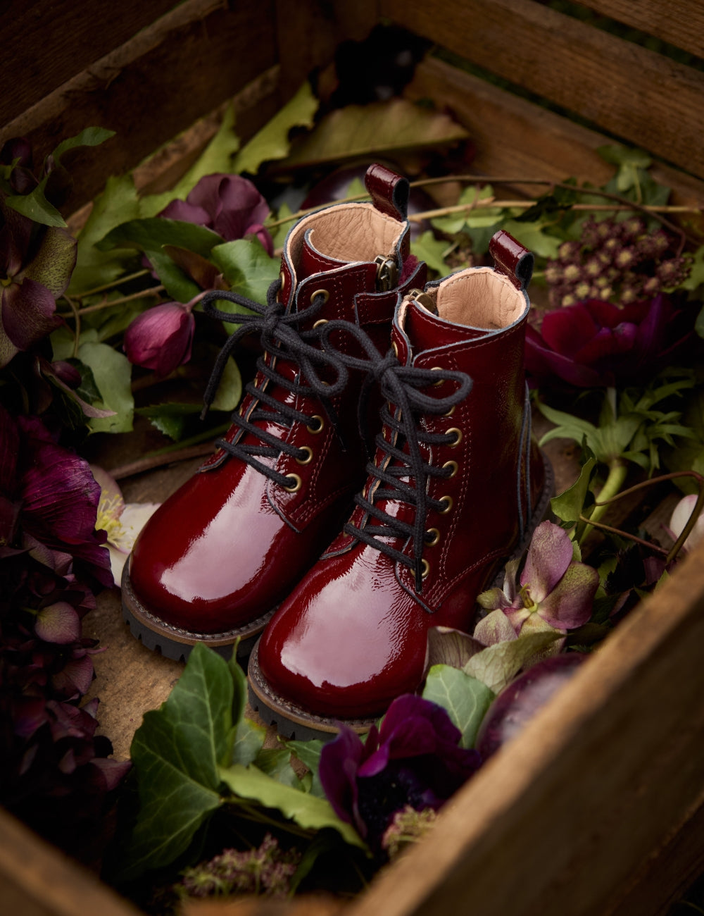Lace-up Boot - Burgundy Patent