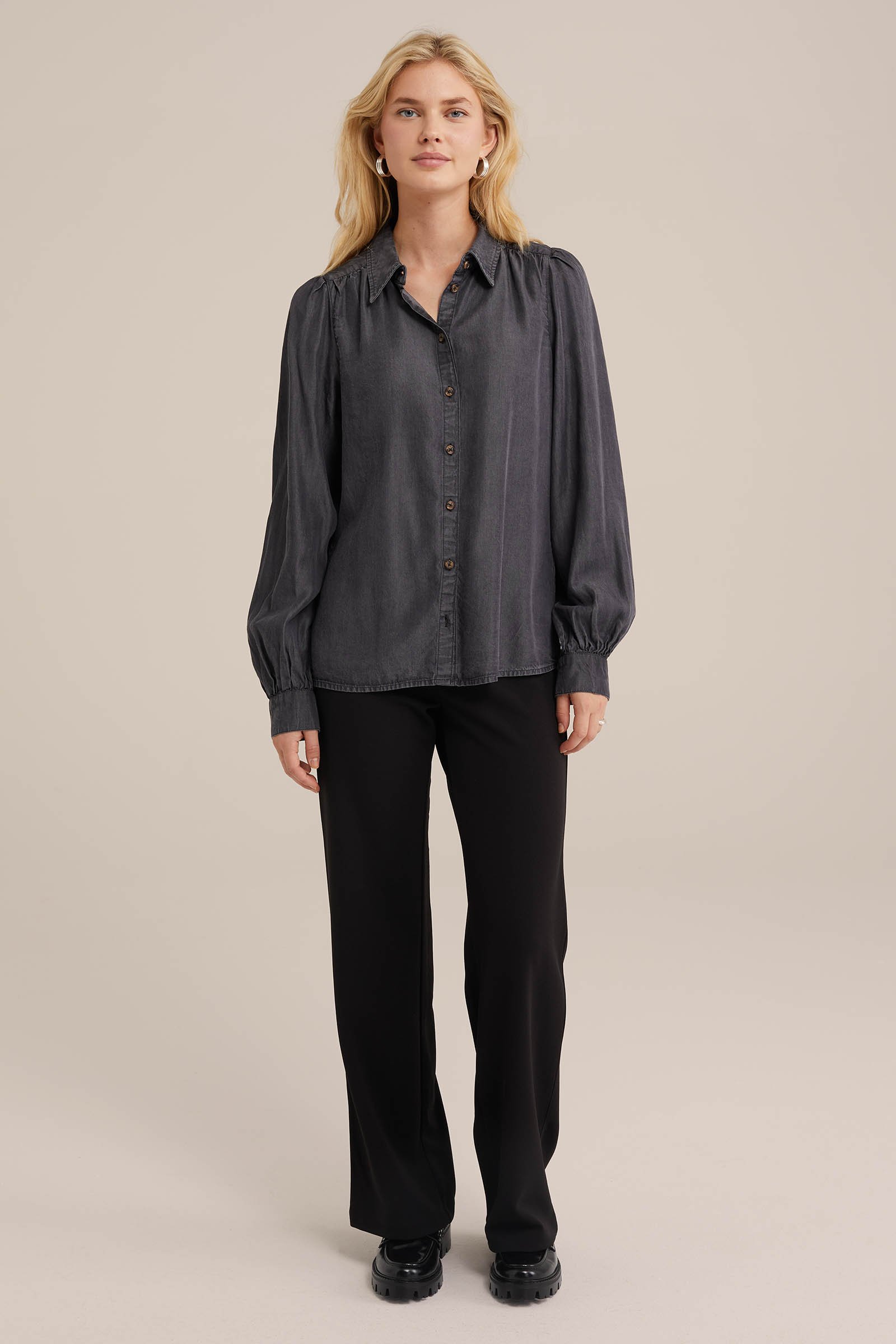 wide leg pantalon WE Fashion Zwart