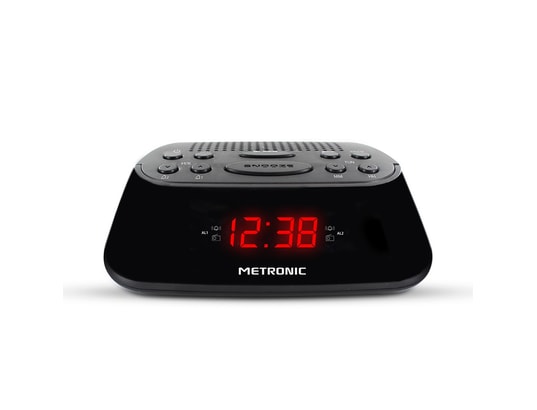 METRONIC - Radio-réveil fm double alarme - noir