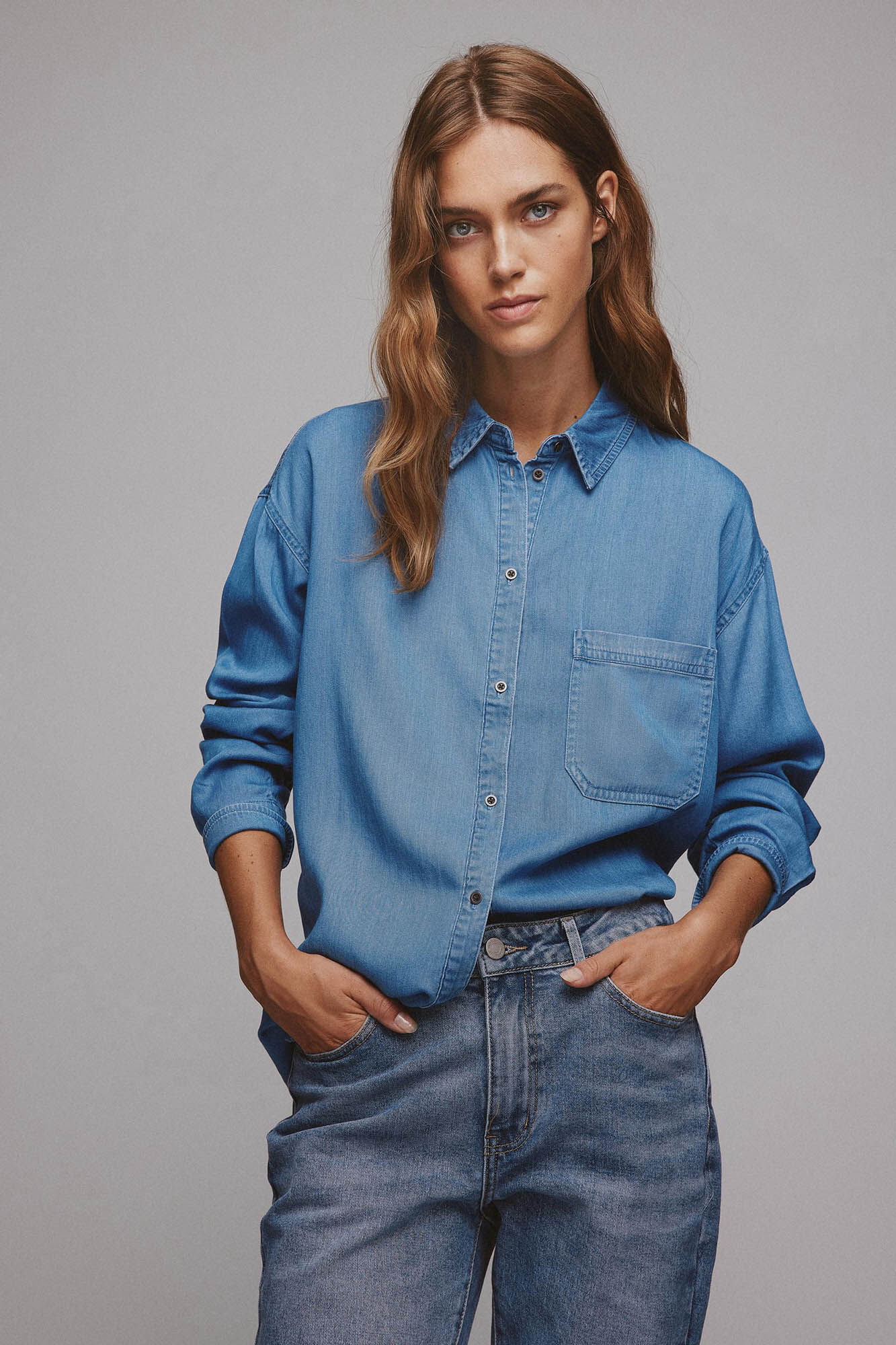 Camisa efeito Denim - Azul