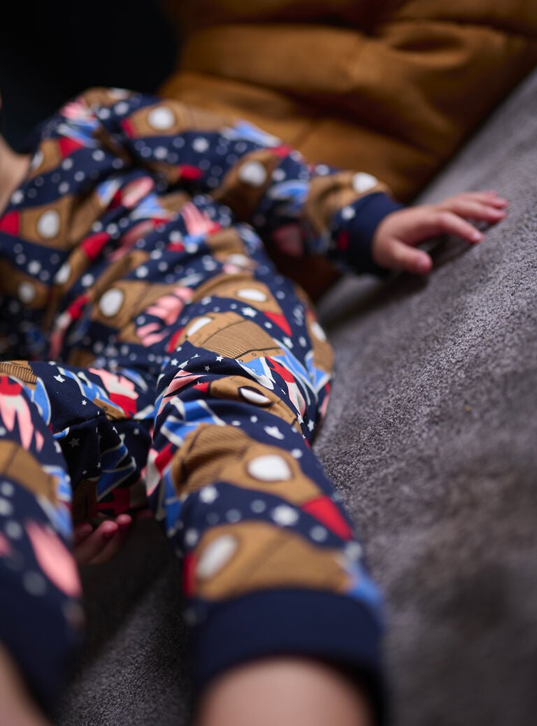 Pyjama bleu phosphorescent foncé à imprimé fusées garçon
