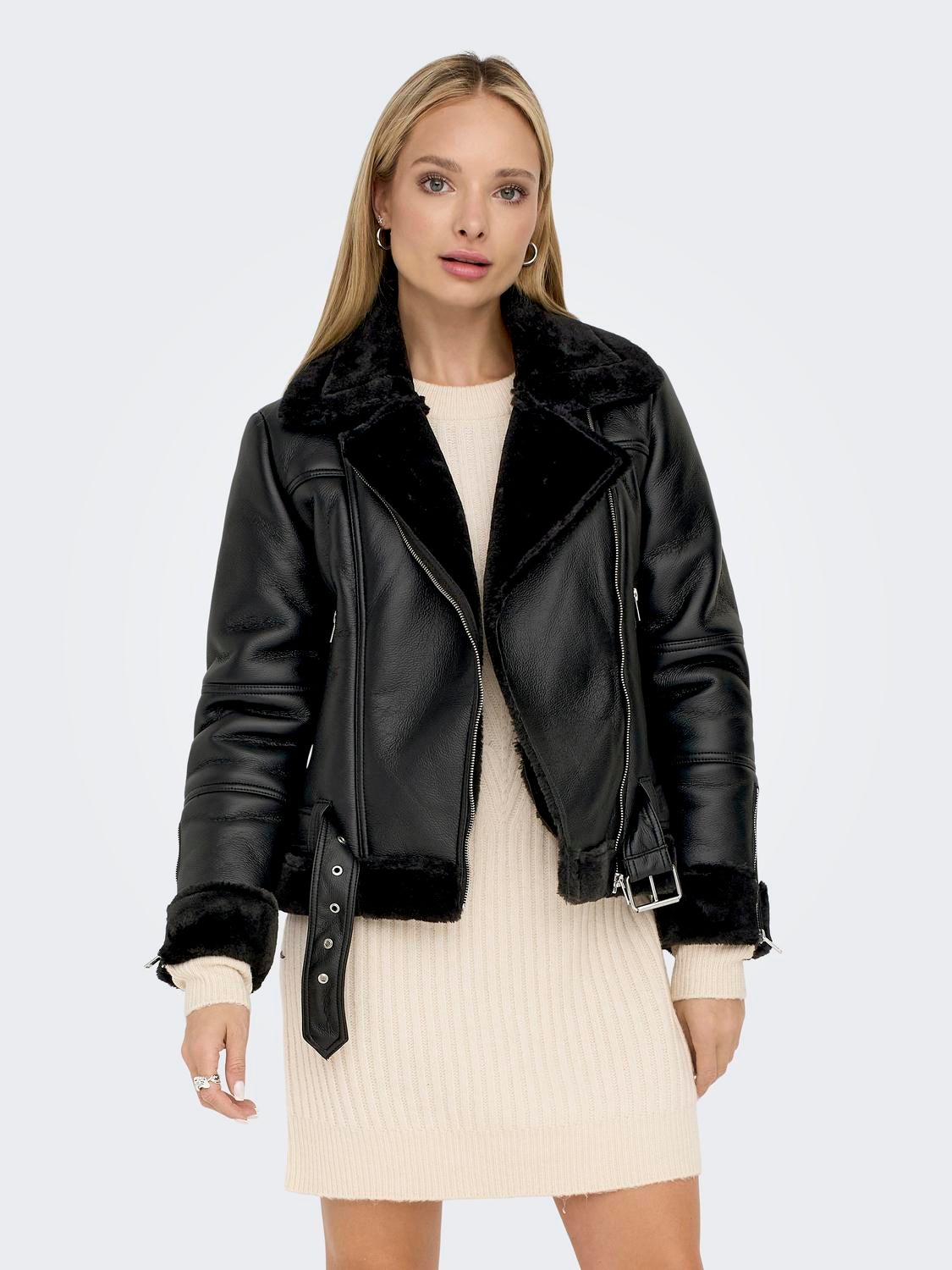 ONLAGNETE Bikerjacke in Lederoptik Black