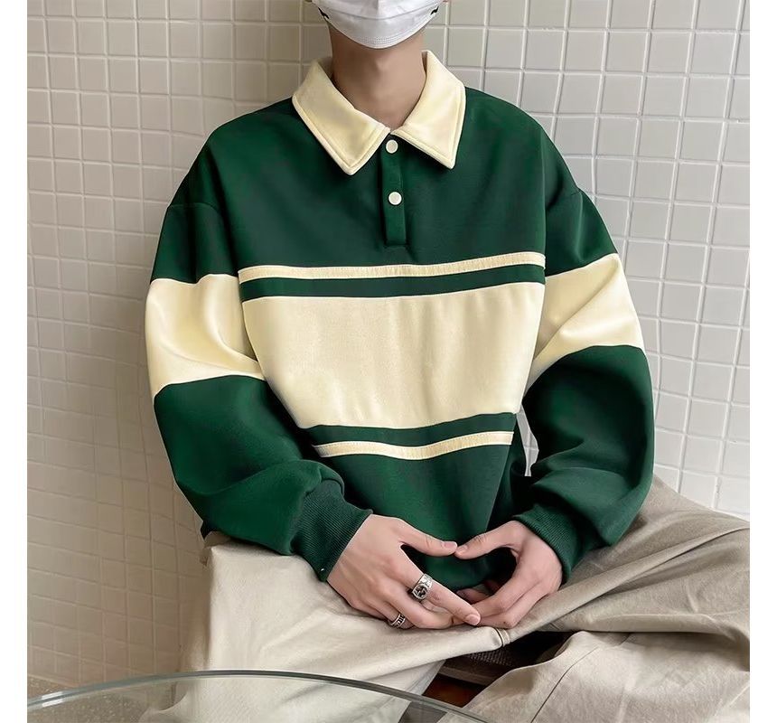 Acrius - Tweekleurig polosweatshirt