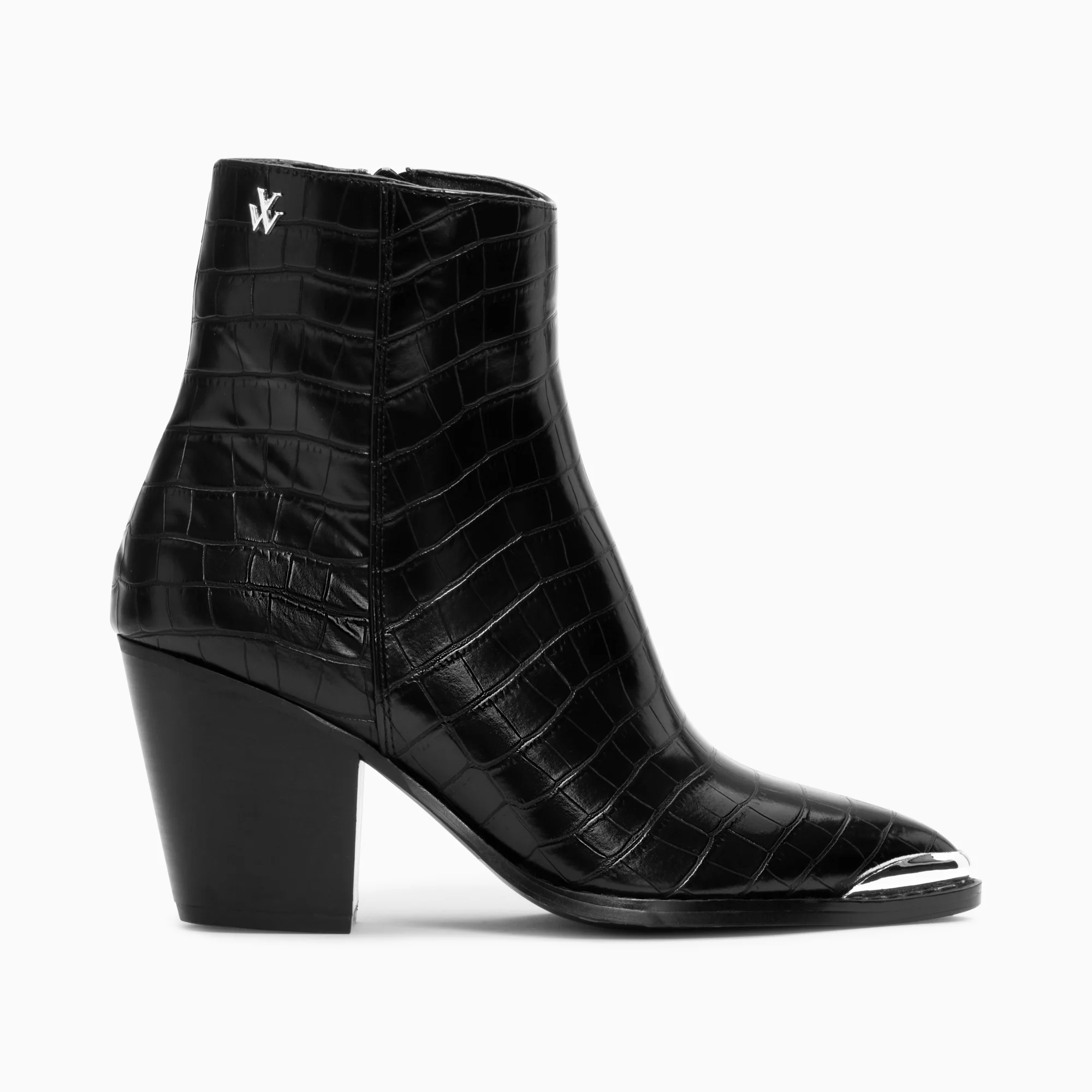 Bottines-Bottines santiags Jenn noir croco à talon