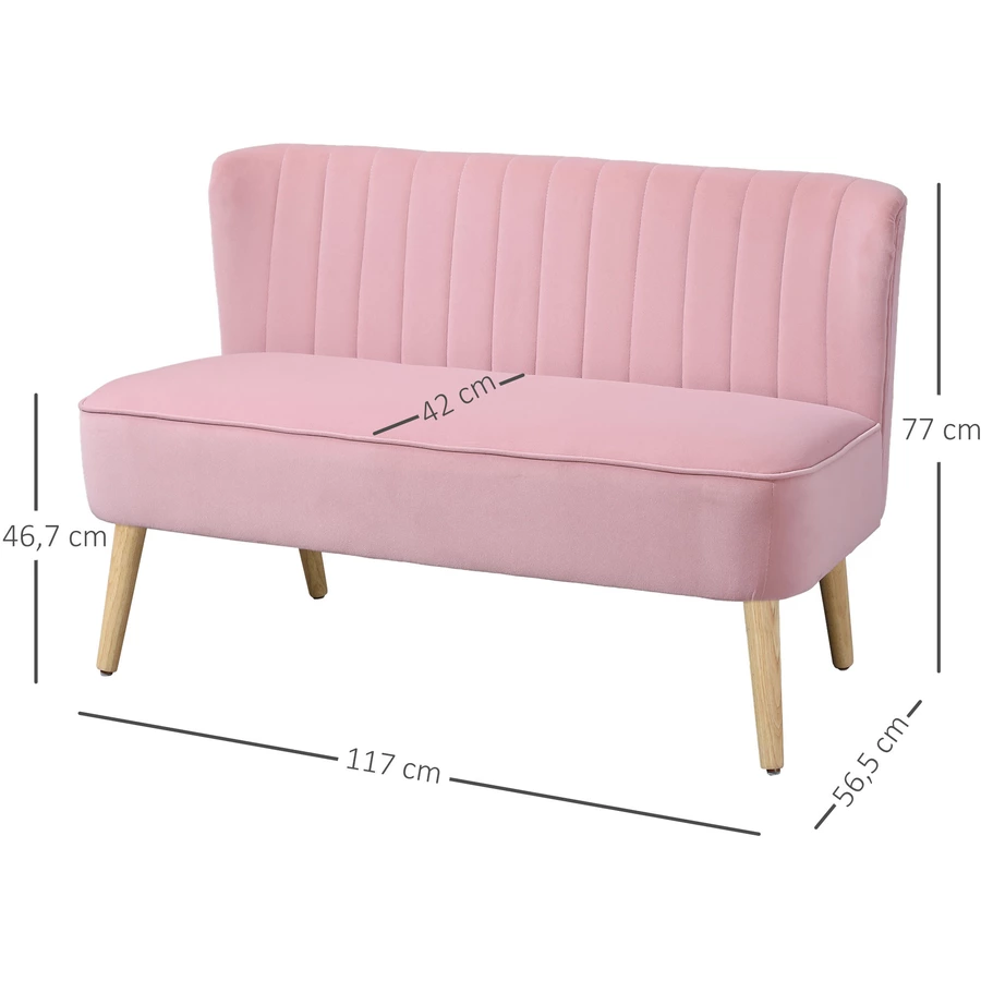 HOMCOM 2 Sitzer mit weicher Polsterung pink