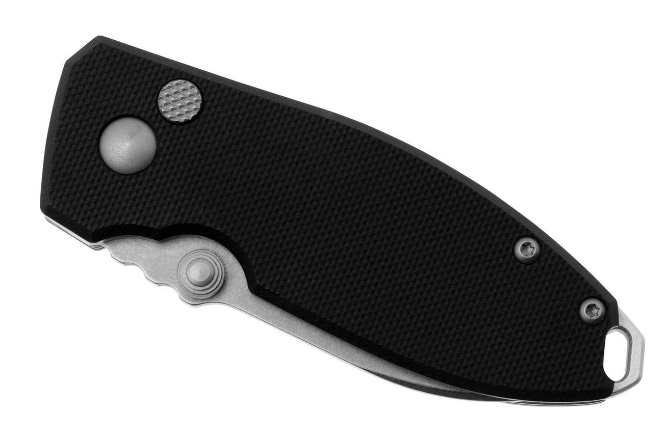 CRKT Squid Button Lock 2474 Stonewashed D2, Black G10, zakmes, Lucas Burnley design