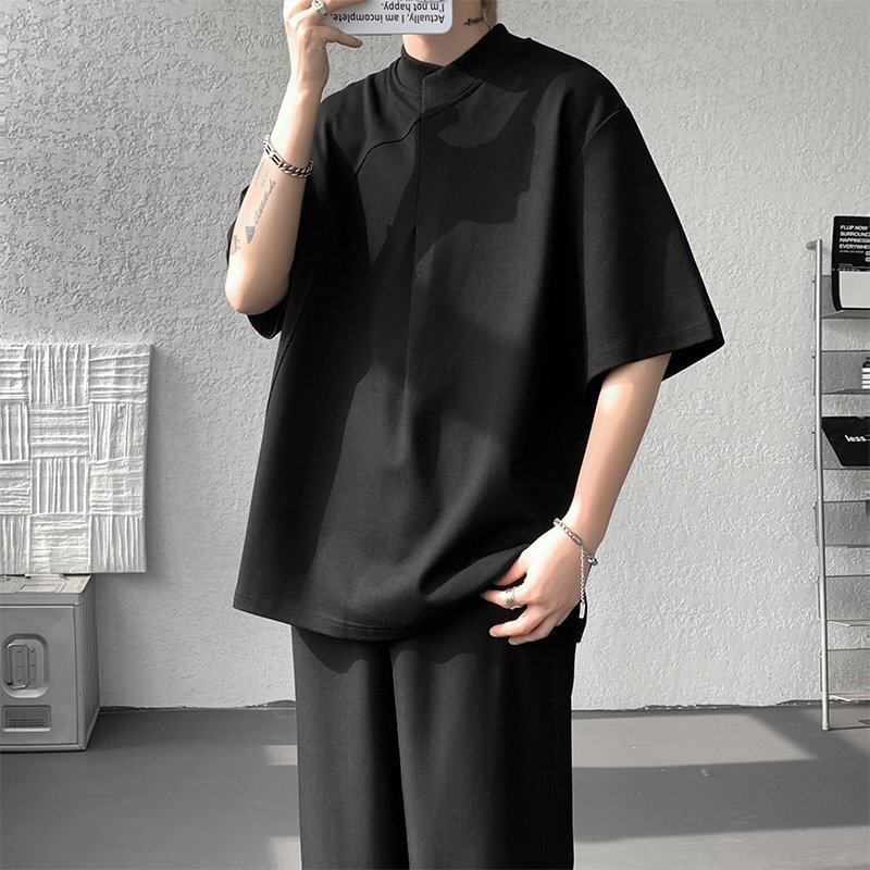 Freehop - T-shirt met korte mouwen en mockneck, effen