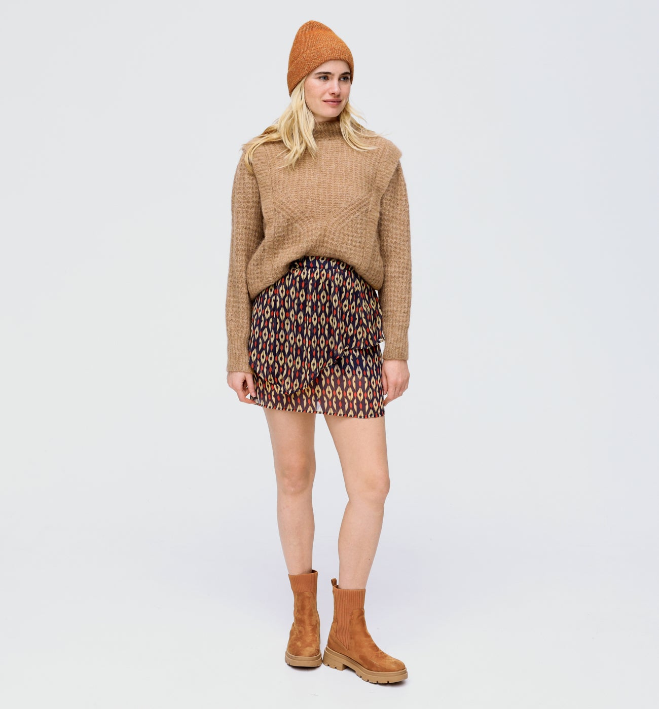 Mini-jupe imprimée Femme - Imprimé marine