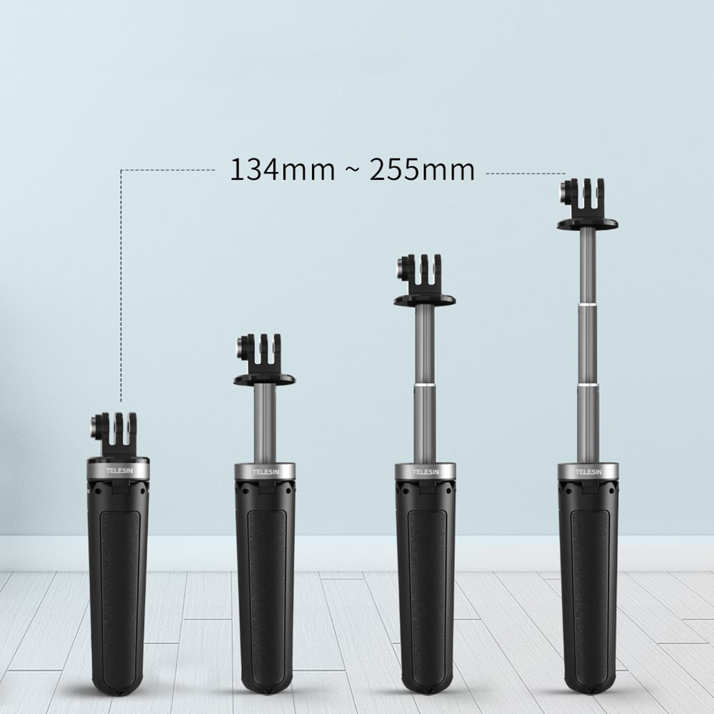 (13 - 25cm) Höhenverstellbarer Mini Selfie Stick Tripod Dreibein Stativ Halterung für GoPro - Schwarz