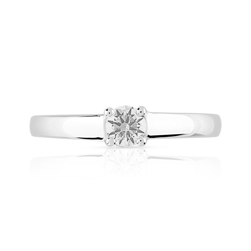 Solitaire or 750 blanc diamant 0,3 carat
