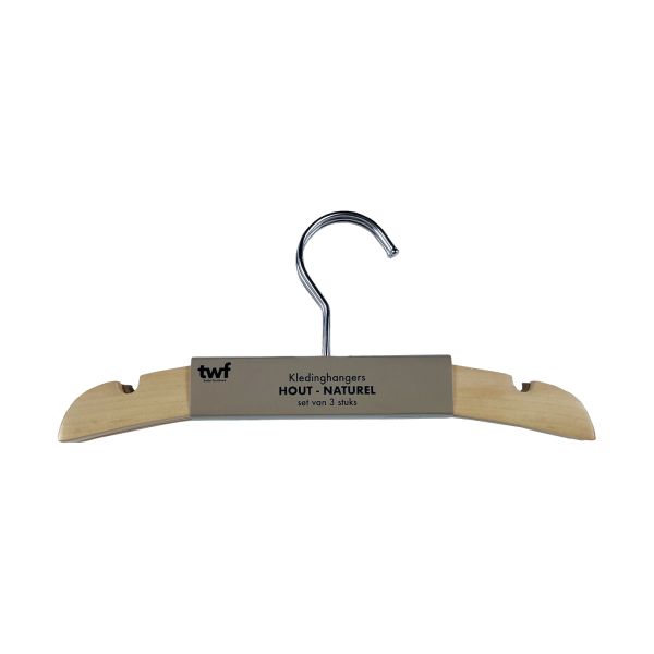 TWF Kledinghanger - 3 Stuks - Hout Naturel