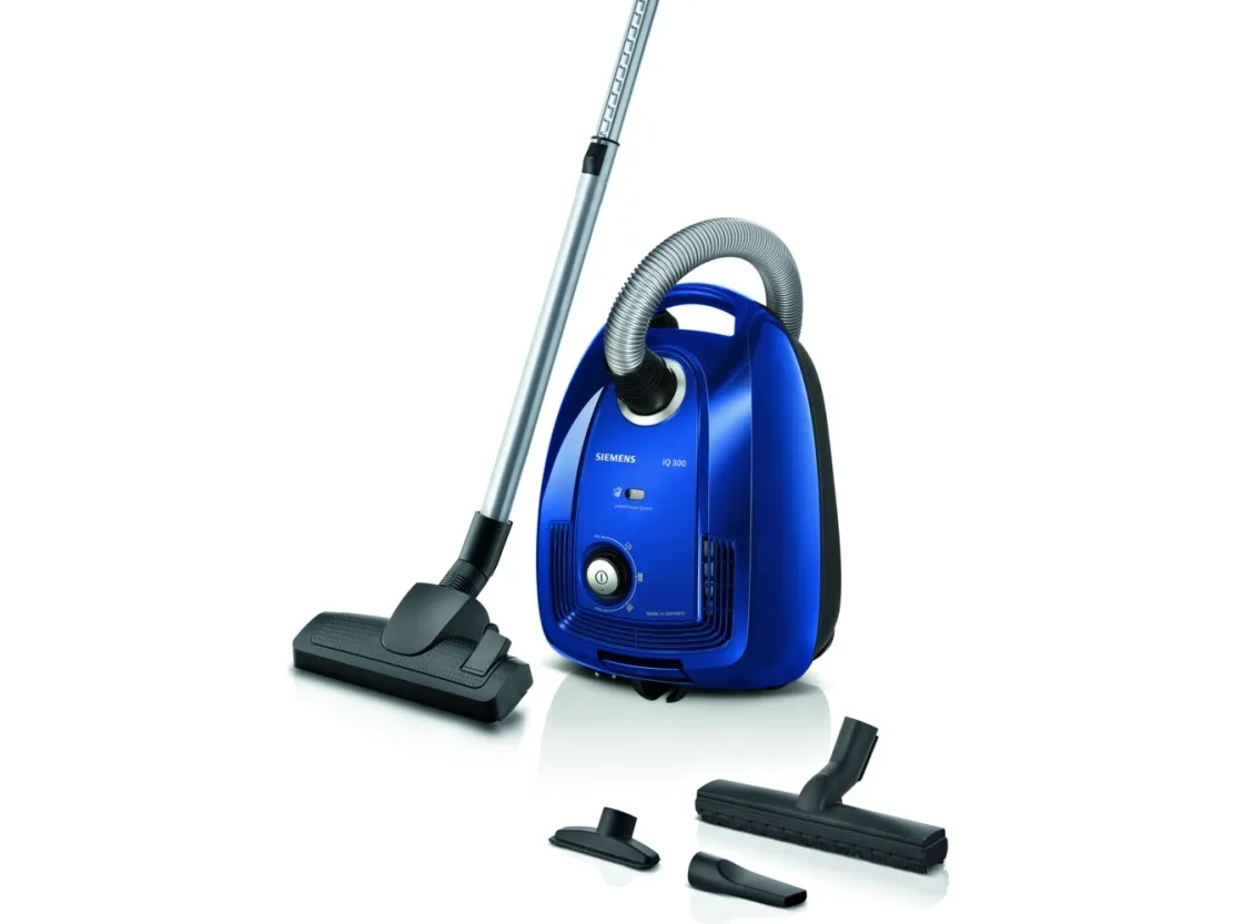 Siemens iQ300 VSC3320 - Støvsuger - beholder - pose - sort/nordkap blå metallisk
