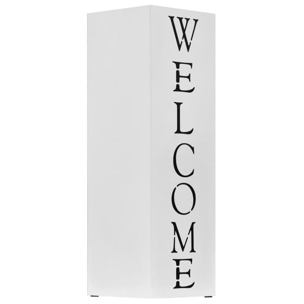 vidaXL Paraplystativ Welcome stål hvit