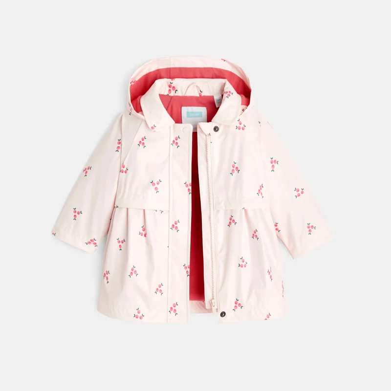 Imperméable ciré fleuri rose bébé fille Rose