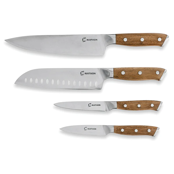 Set de 4 couteaux bois d'acacia et lame inox Mathon
