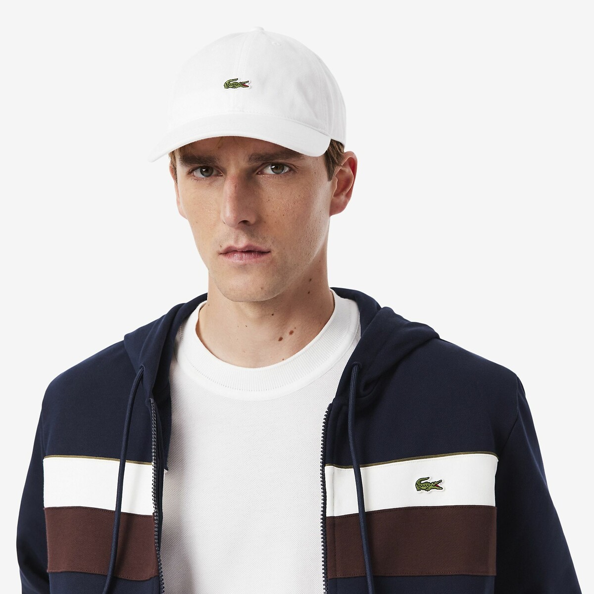 Suéter LACOSTE com zíper e blocos de cor