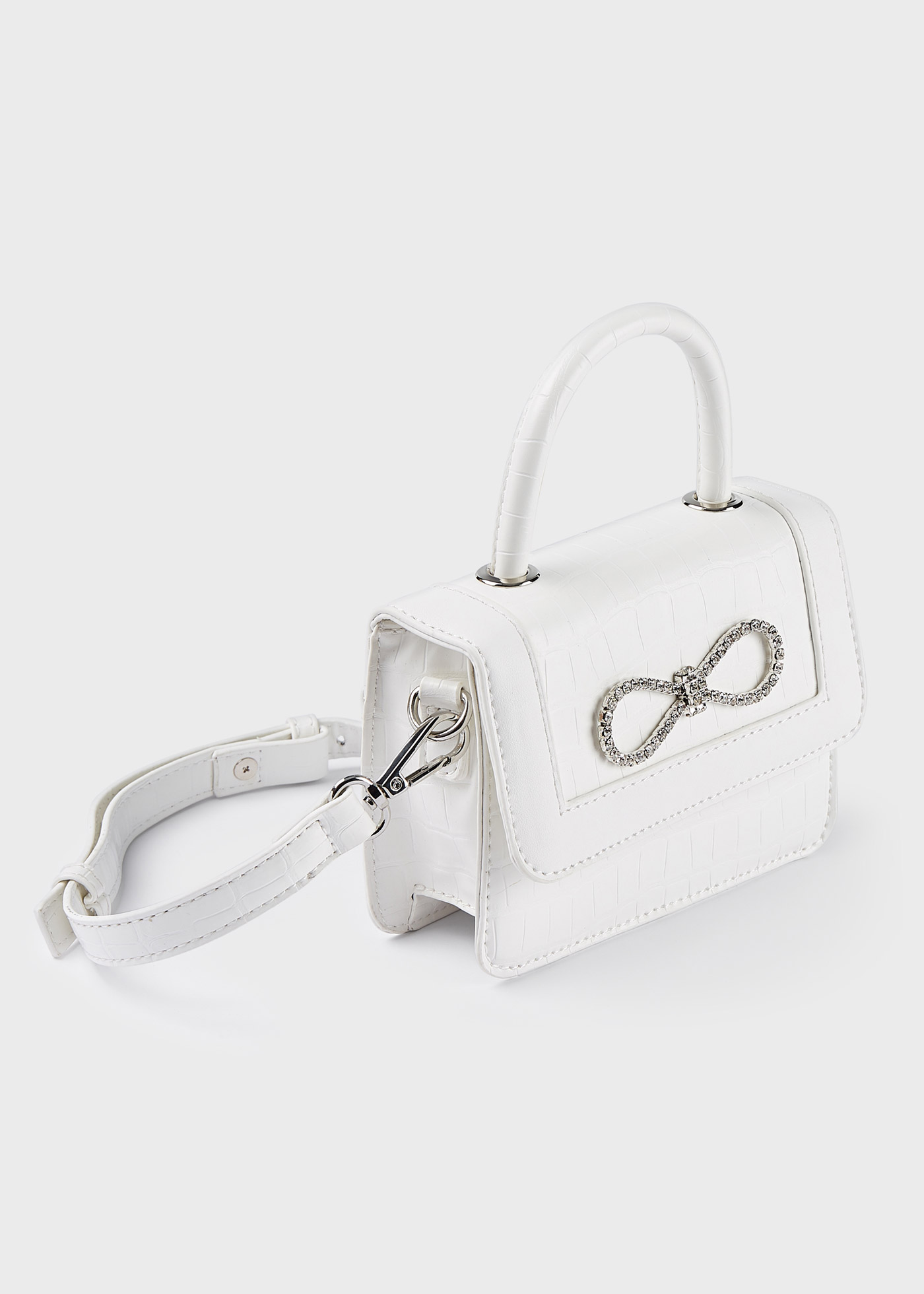 Bolsa de mão com aplique de laço decorativo para meninas