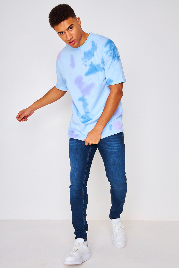 T-shirt bleu tacheté
